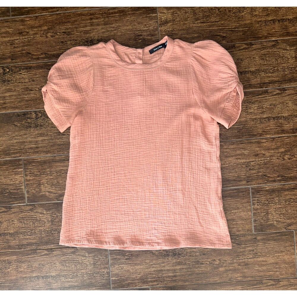 Doe & Rae Dusty Pink Puff Sleeve Gauze Top
